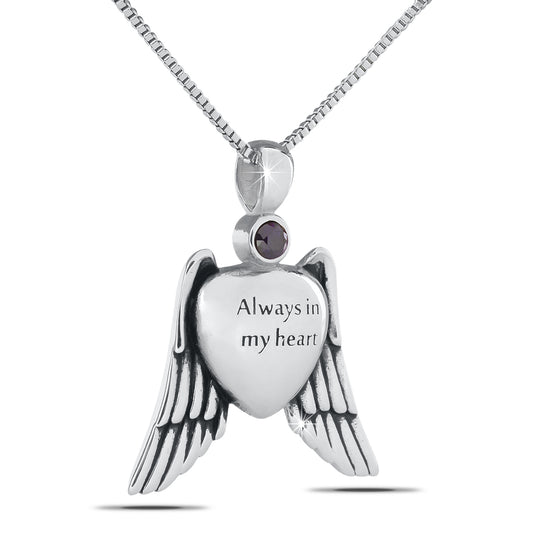 Purple Crystal Wings of Love Silver Keepsake